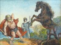GE4137 Peter  Trumm, Dionysos  und  Athena  als  Pferdebändiger