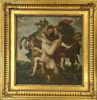 GR8078 Aus  dem  persönlichen  Besitz  Herzog  Ernsts II. von Sachsen  Coburg  Gotha: Peter  Paul  Rubens (Kolorierter  Kupferstich nach), Der   Raub  der  Töchter  des  Leukippos’,