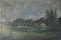GE4055 A. Betslan (?), Landschaft mit Dorf im Grünen