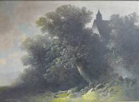 GE4010 Oskar  Mulley, Landschaft  mit  Anwesen  bei  aufziehendem  Nebel