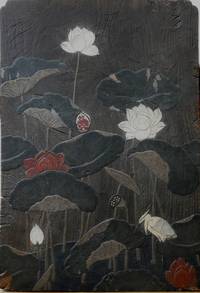 GE4113 Unbekannter Künstler, Jugendstil - Panel mit Blumenarrangement und weißem Reiher