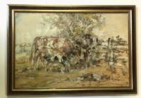 GE4025 Julius  Seyler, Kuhhirte  mit  drei  Kühen  auf  der  Weide