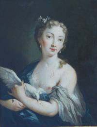 GE4112 Johann  Heinrich  Wilhelm  Tischbein  (?), Bildnis  einer  Dame  in blauem  Kleid  mit  weißer  Taube (“Femme  à  la  colombe“)