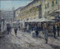 Gemälde Otto Pippel Markt in Verona