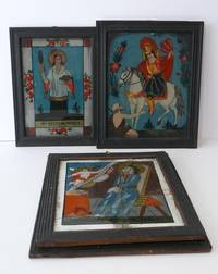 VE6069 Vier Hinterglasbilder mit Heiligenmotiven