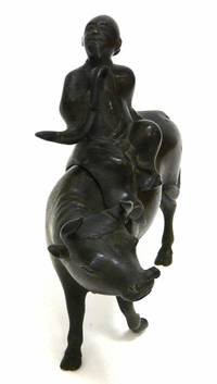 AS10009 Chinesische  Skulptur, Laozi  auf  einem  Büffel