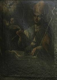 GE4074 Bildnis  eines   Bischofs  mit  Heiliger Schrift
