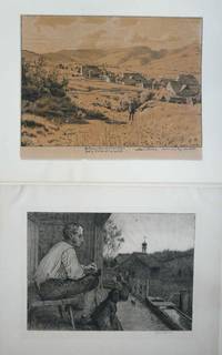 GR8029 Hans  Thoma, Drei  Grafiken (Bernau II.,  Bauer  mit  Hund, Montecucco  am  Gardasee)