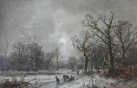 GE4104 Adolf  Stademann, Winterlandschaft  in  einer  Vollmondnacht