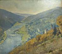 GE4037 Eugen   Bracht, Neckar - Landschaft  mit   Schloss   Hirschhorn  (1920)