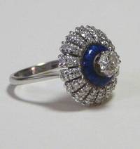SU7021 Ring  mit   Brillanten  und   blauem   Email
