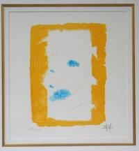 GR8041 Jong  Sang  Lee, Abstrakte  Komposition  mit  Gesicht  vor  Gelbem  Grund
