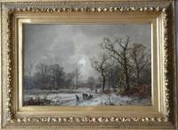 GE4104 Adolf  Stademann, Winterlandschaft  in  einer  Vollmondnacht