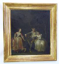GE4018 Französischer  Künstler  des   Rokoko, Galante  Szene  in  Ideallandschaft  (Ein  angedeutetes  Schäferstündchen, Frankreich  um 1700)