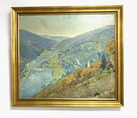 GE4037 Eugen   Bracht, Neckar - Landschaft  mit   Schloss   Hirschhorn  (1920)