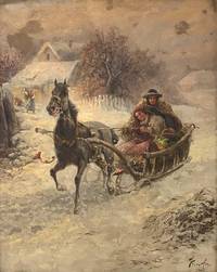 GE4002 Gustav  Prucha, Winterliche  Schlittenfahrt  im Einspänner