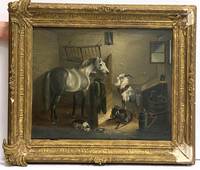 GE4058  Idyll  im  Stall  mit  Ziegen, Pferd  und  Katze (um 1830)