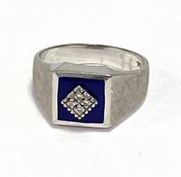 SU7012 Weissgold - Ring mit  Email  und  Diamanten