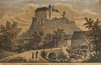 GR8027 Zwei  Grafiken: Burg Greifenstein und  Siebengebirge