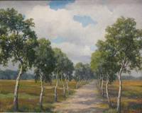 GE4028 Hermann  Hellbusch, Birkenallee  in  weiter  Sommerlandschaft