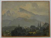 GE4034 Gustav  Schönleber, Alpine  Landschaft  mit  Blick  auf   Berchtesgaden  und  den  Watzmann