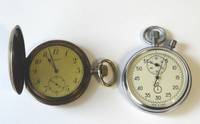 SU7025 Stoppuhr  UDSSR  und  Longines - Taschenuhr,  signiert  M.  Sokolow