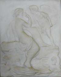 SK3004 Antonio  Canova  (nach), Porzellan - Reliefplatte   „Amor   und   Psyche“