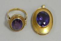 SU7008 Goldring  und  Gold - Anhänger  mit  Amethyst