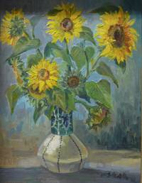 GE4135 Hans  Bierbrauer  (Pseudonym&#x201e;Oskar&#x201c;  der   Schnellzeichner), Sonnenblumen  in  Vase