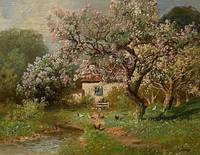 GE4008 Alois   Arnegger, Frühlingsblüte  am   Bauernhaus