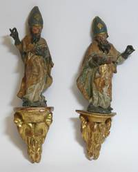 SK3033 Zwei  Bischofs - Skulpturen  auf  Konsolen