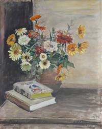 GE4116 Hans  Purrmann, Blumenstilleben  mit  Büchern