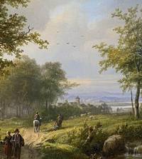 GE4006 Johann  Bernhard   Klombeck, Ideale  Landschaft  mit   Spazierenden