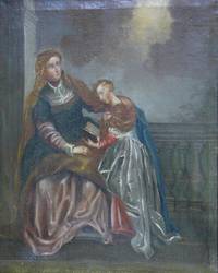 GE4076 Die  Heilige  Anna  lehrt  ihrer  Tochter  Maria  das  Lesen