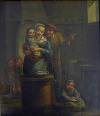 GE4039 Glückliches   Familien - Idyll  (wohl  17. Jahrhundert,  Flämisch / Niederländisch ?)