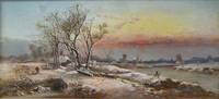 GE4102 Edwin  H. Poole, Winterliche  Flußlandschaft  im  Abendlicht