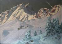 GE4121 Alois  Arnegger, Alpenglühen   im  alpinen Skigebiet