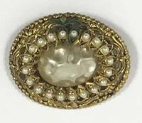 SU7013 Ovale  Brosche  mit  Perlen
