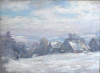 GE4072 Leo  Thomas, Dorf  in  abendlicher  Winterlandschaft