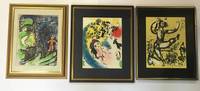 GR8016 Marc  Chagall, Drei  Farb - Lithographien  (Zirkus, Profil, Verliebte)  von  1960