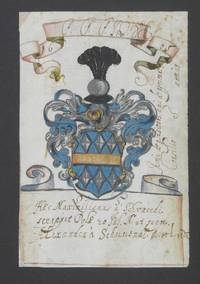 VE6053 Vier  kolorierte   Barock - Wappen - Tuschzeichnungen