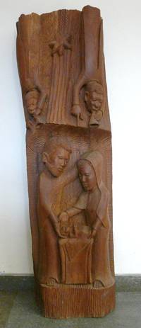 SK3044 Afrikanische  geschnitzte  Großskulptur: Die  Heilige   Familie  in  Bethlehem