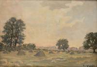 GE4031 Robert  Goupil, Sommerliche Landschaft mit Heuhaufen