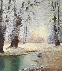 GE-377 Georg  Arnold  Graboné, Winterlandschaft  mit  Waldsee