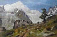 GE4031 Hans  Beyer, Felsige  Gebirgslandschaft  mit  dem Arolla - Gletscher  (Walliser  Alpen)