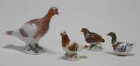 PK1009 Vier  Miniaturen   Meissen,  Federvieh