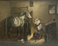 GE4058  Idyll  im  Stall  mit  Ziegen, Pferd  und  Katze (um 1830)