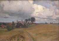 GE4092 Eugen  Bracht, Landschaft  mit  Dorf